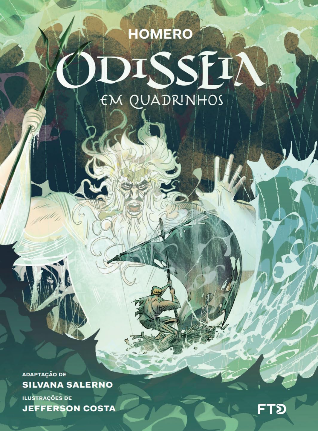 Capa de Odisseia em quadrinhos, adaptada por Silvana Salerno e ilustrada por Jefferson Costa