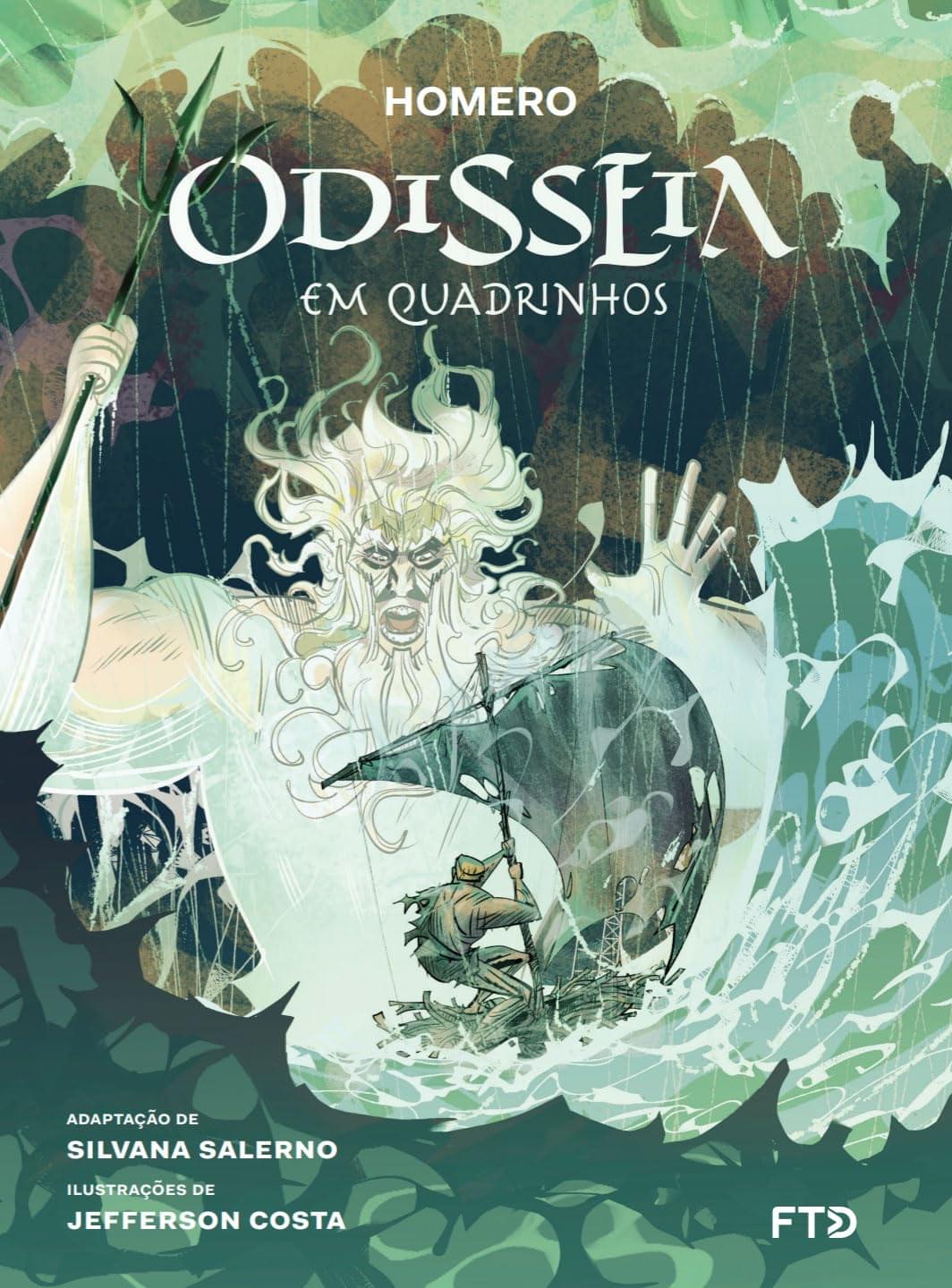 Capa de Odisseia em quadrinhos, adaptada por Silvana Salerno e ilustrada por Jefferson Costa